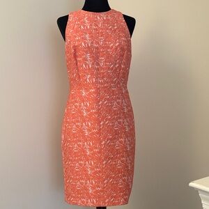 Ann Taylor Coral Patterned Midi Dress